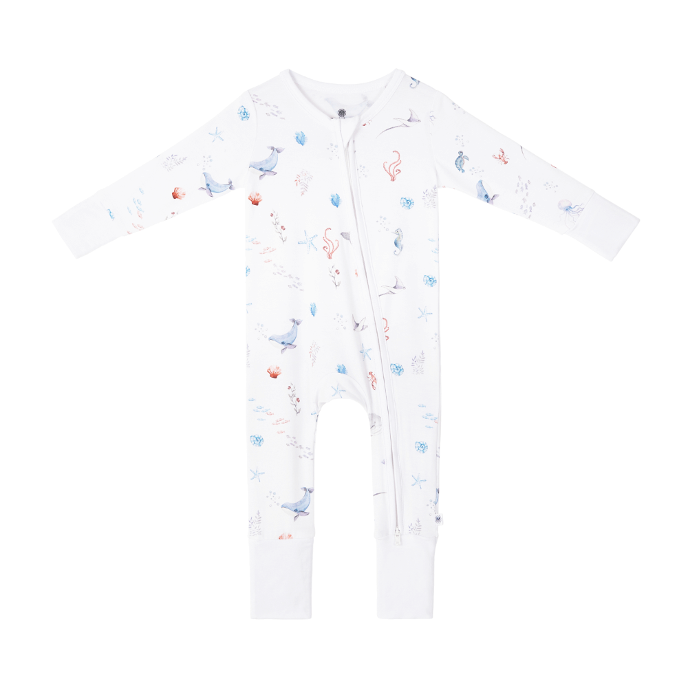 Malabar Baby Onezip Bamboo Romper, Under The Sea