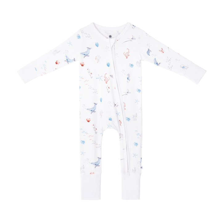 Malabar Baby Onezip Bamboo Romper, Under The Sea