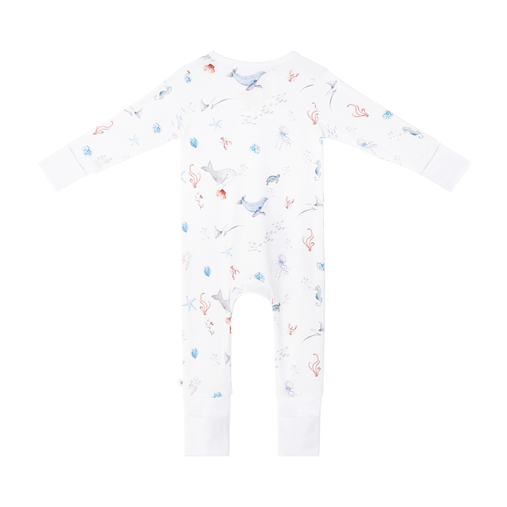 Malabar Baby Onezip Bamboo Romper, Under The Sea