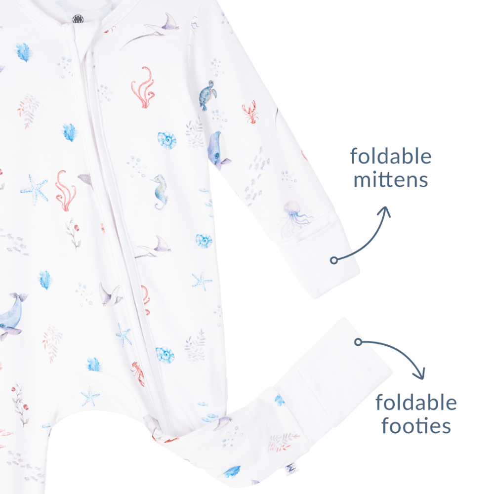 Malabar Baby Onezip Bamboo Romper, Under The Sea