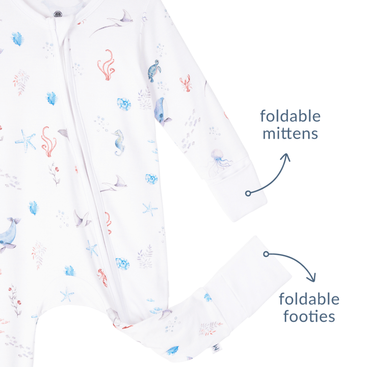 Malabar Baby Onezip Bamboo Romper, Under The Sea