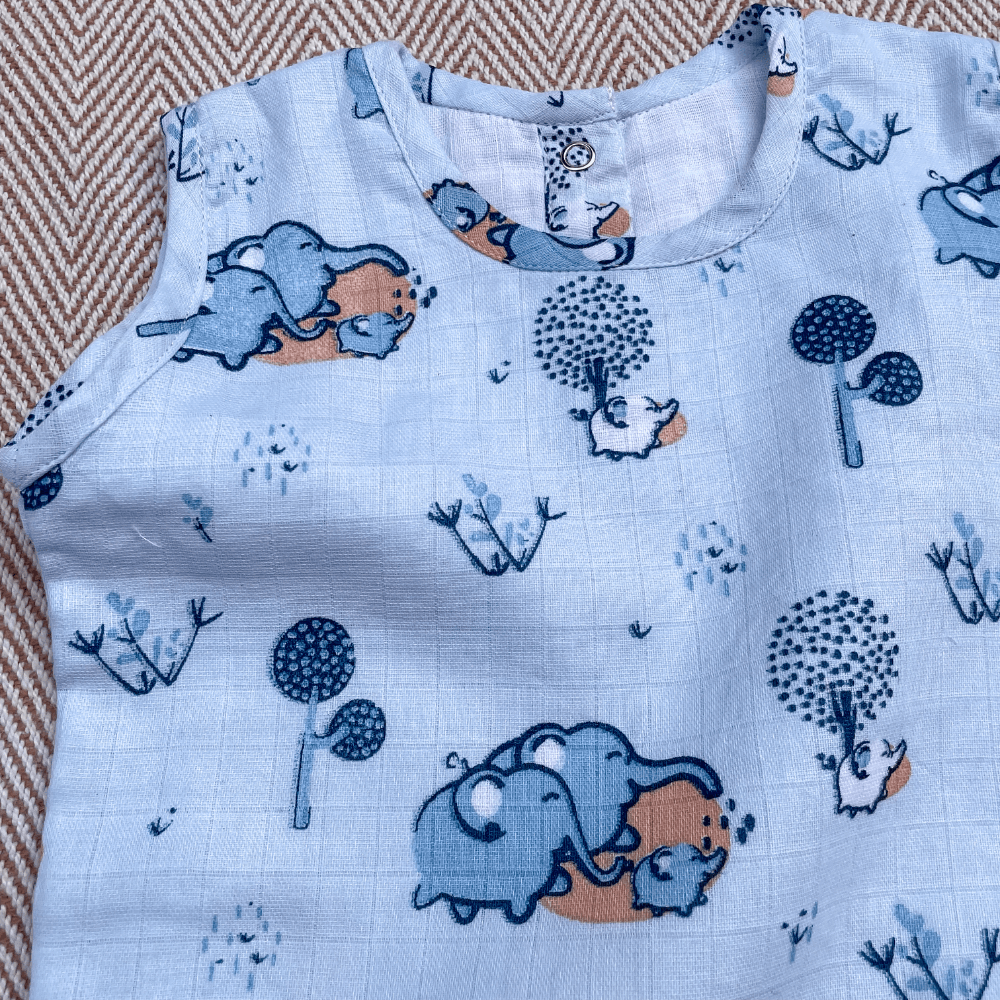 Bhaakur Elephant Clan Muslin Onesie