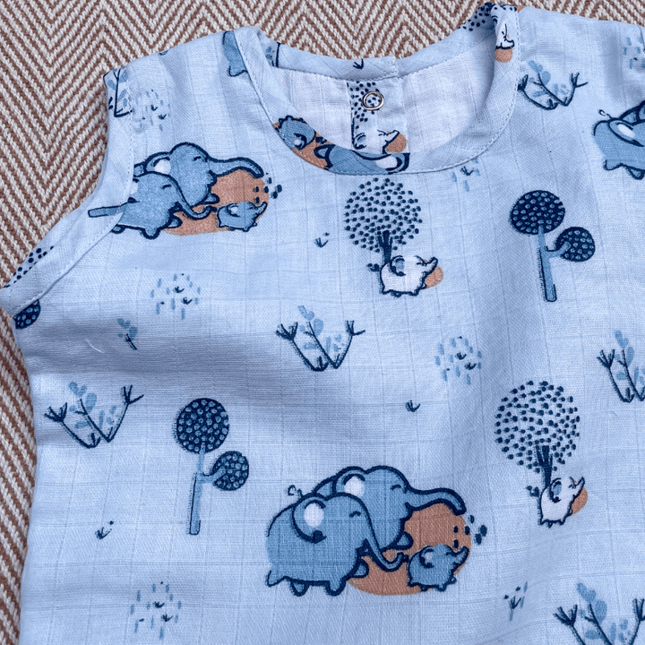 Bhaakur Elephant Clan Muslin Onesie