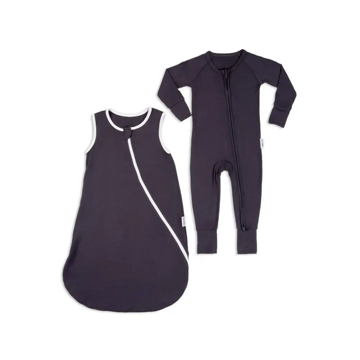 Qoalaby Liljeholmen Bamboo Sleep Bundle (Sleepsuit + Sleepsack) - Slate Gray