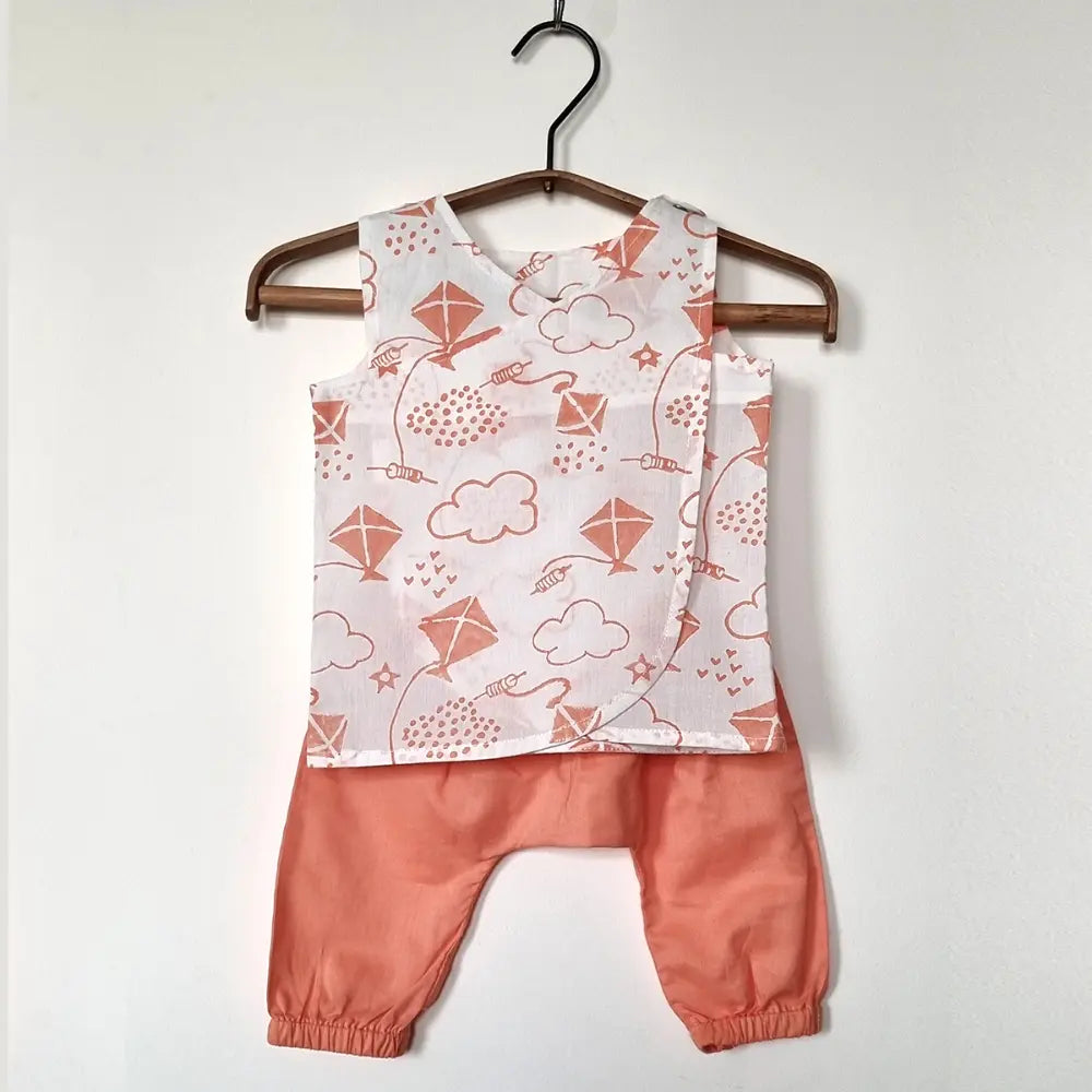 Whitewater Kids Unisex Organic Cotton Wrapover Patang Jhabla Set