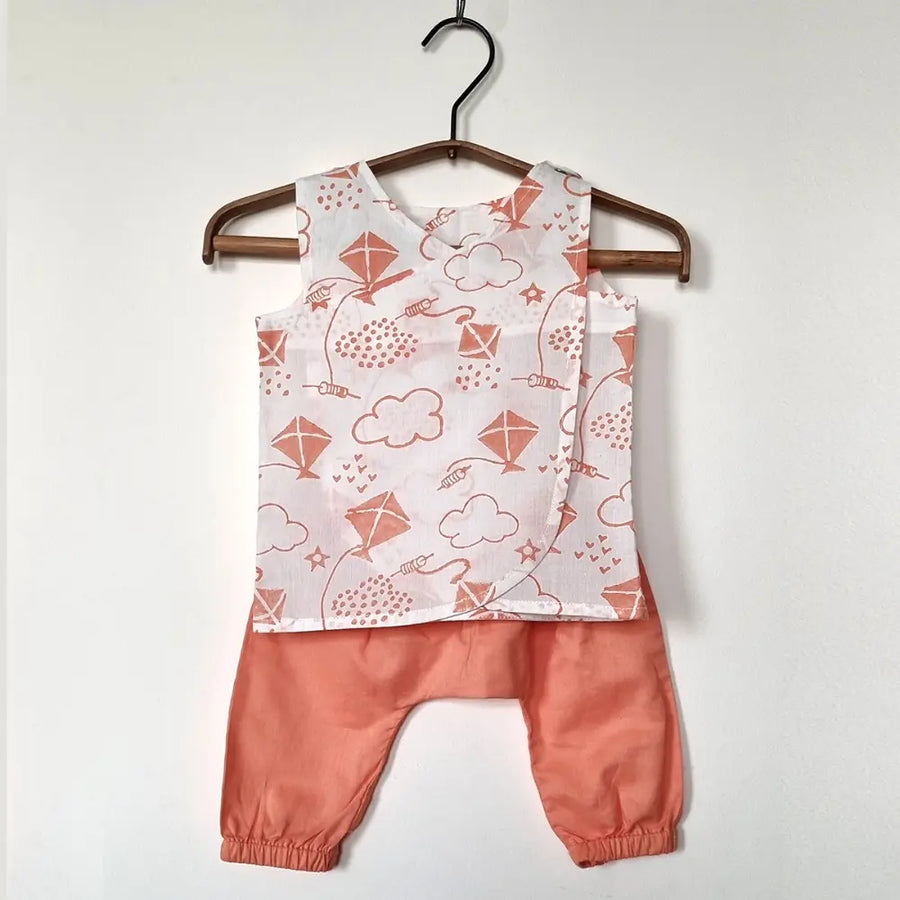 Whitewater Kids Unisex Organic Cotton Wrapover Patang Jhabla Set