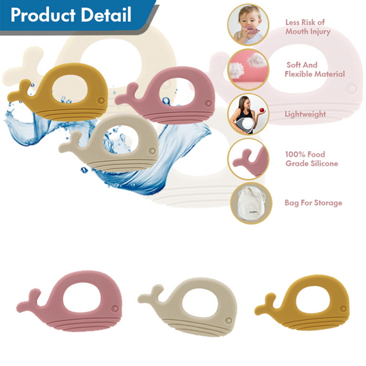 Playbox Silicone Whale Teether - Set Of 3