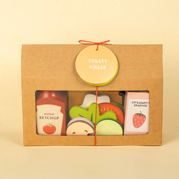 Playbox Toasty House Wooden Play Food - 13 Pcs