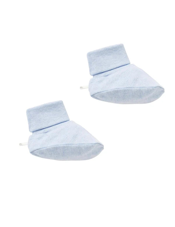 Purebaby Organic Cotton Baby Booties - Pale Blue Melange