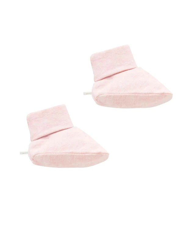 Purebaby Organic Cotton Baby Booties - Pale Pink Melange
