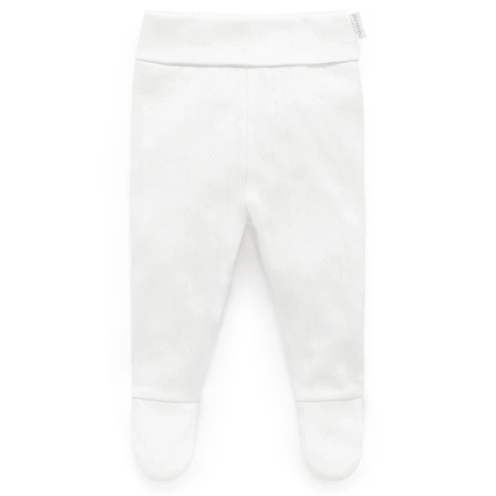 Purebaby Unisex Organic Cotton Pointelle Baby Leggings - White