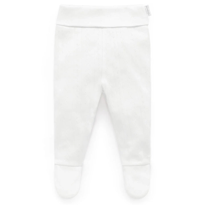 Purebaby Unisex Organic Cotton Pointelle Baby Leggings - White