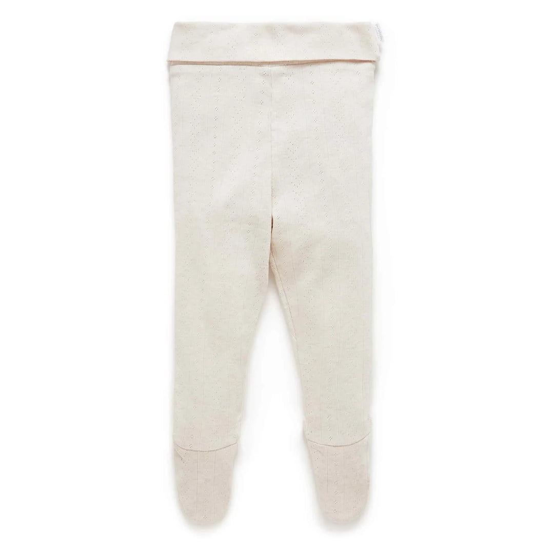 Purebaby Unisex Organic Cotton Pointelle Baby Leggings - Wheat Melange