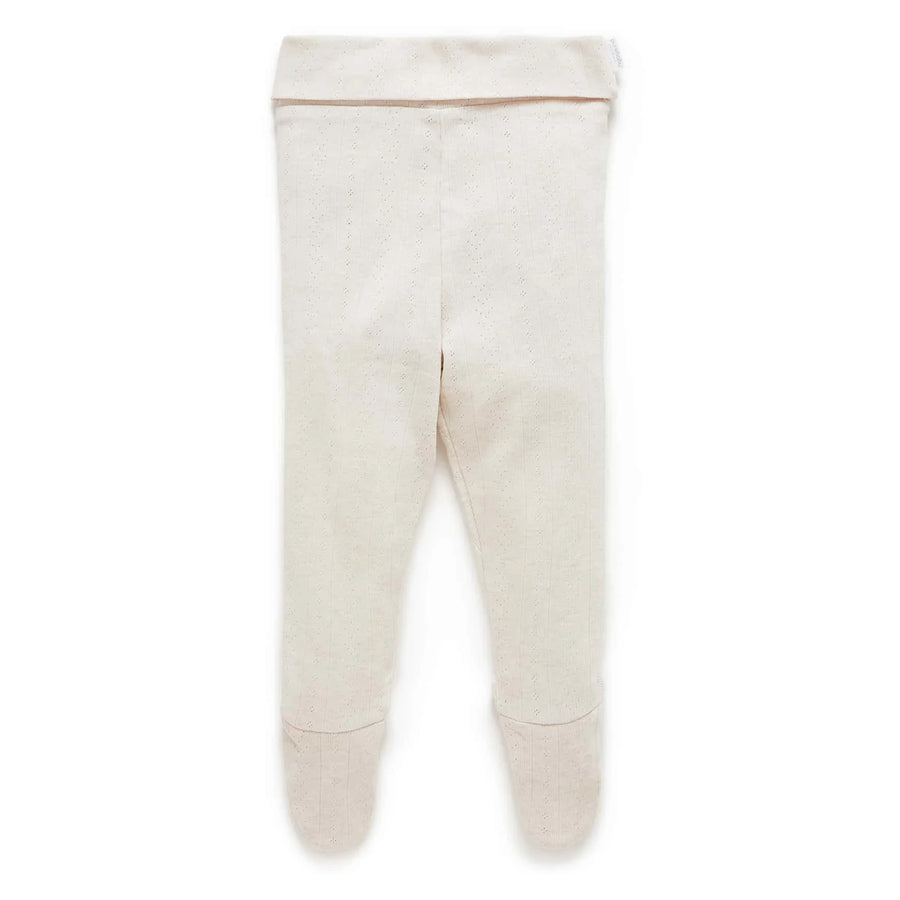Purebaby Unisex Organic Cotton Pointelle Baby Leggings - Wheat Melange