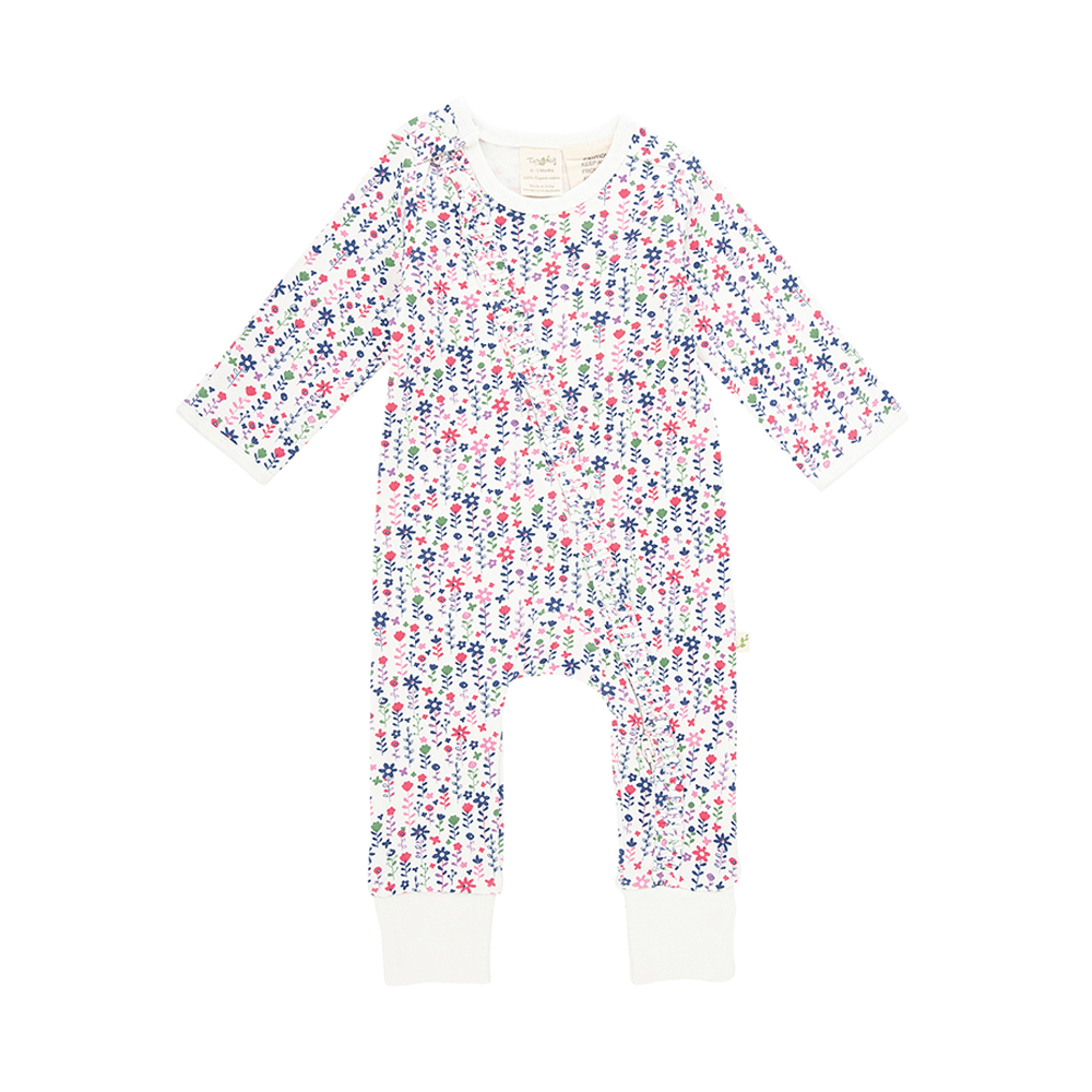 Tiny Twig Long Sleeve Frill Zipsuit - Pretty Florals