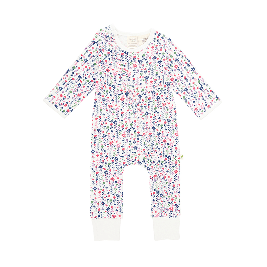 Tiny Twig Long Sleeve Frill Zipsuit - Pretty Florals