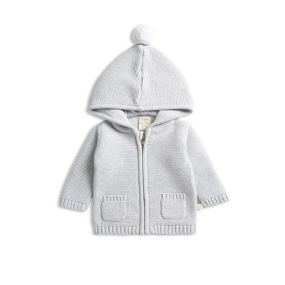 Tiny Twig Knitted Hoodie Grey Marle