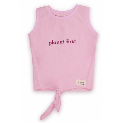 Miko Lolo Planet First Slogan Vest with Tie-up, Pink
