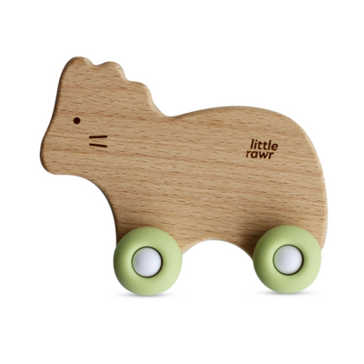 Little Rawr Wood Wheelie Animal - Green
