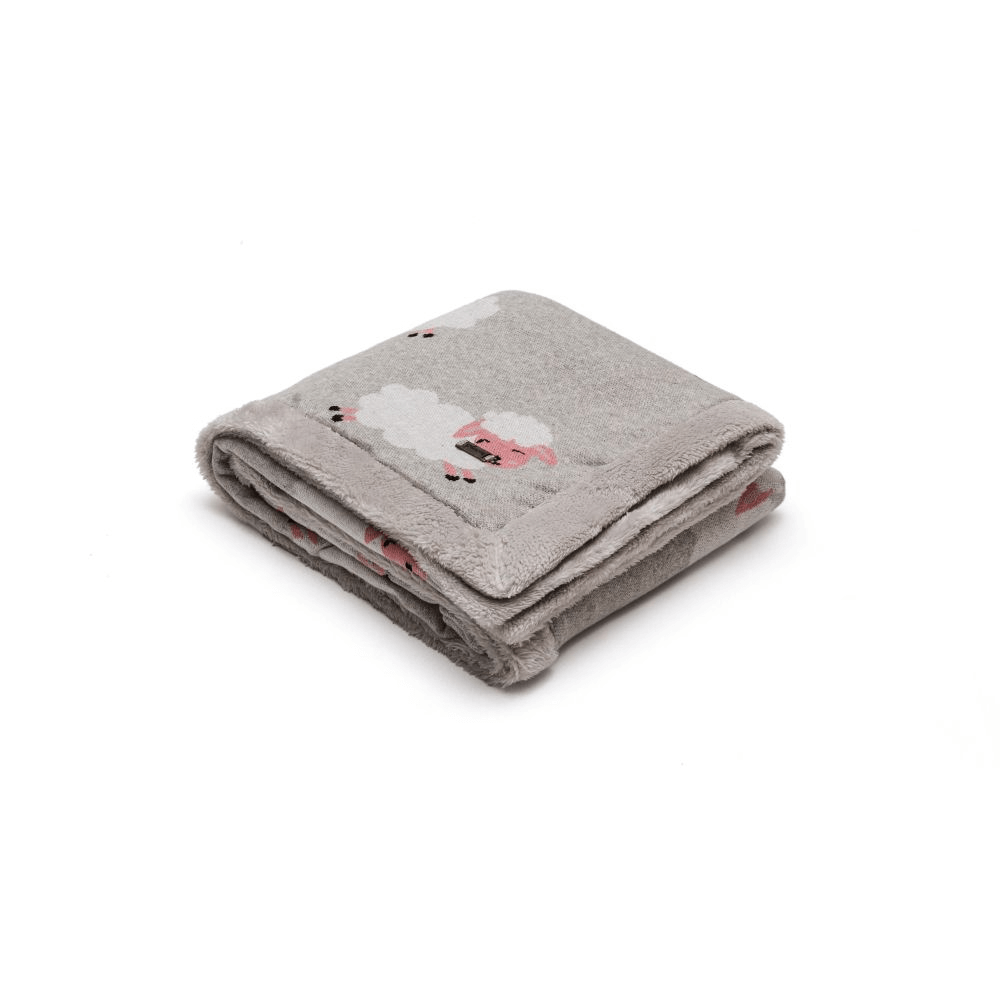 Pluchi Cotton Knitted Blanket With Faux Fur Back