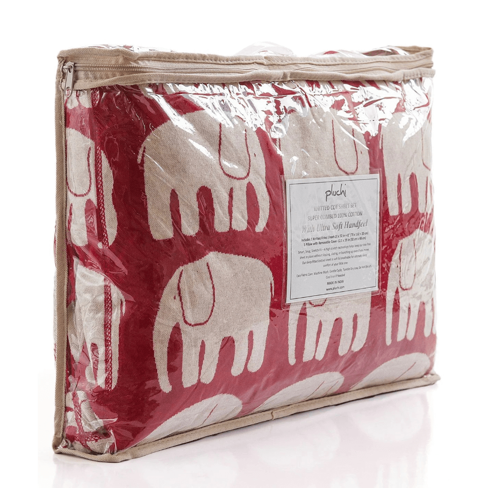 Pluchi Knitted Cot Sheet &amp; Pillow Set For Babies