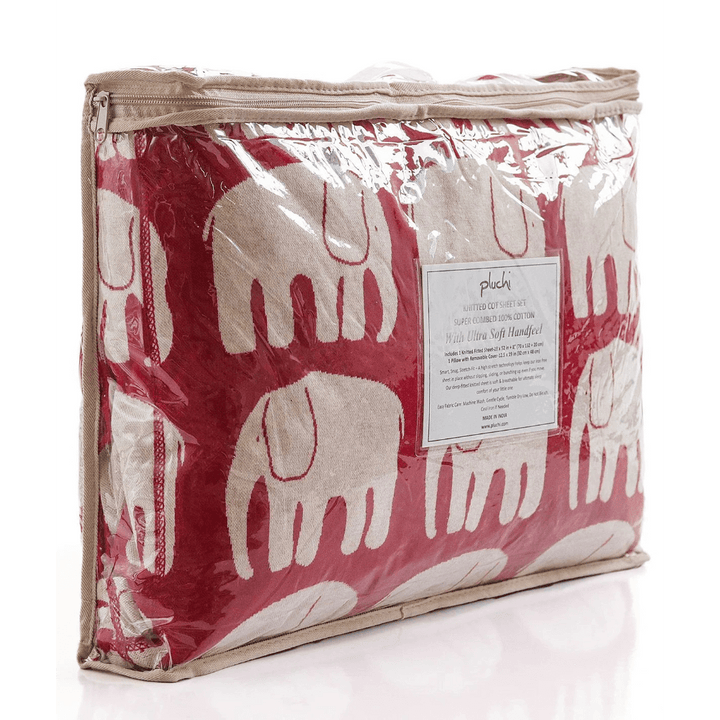 Pluchi Knitted Cot Sheet &amp; Pillow Set For Babies