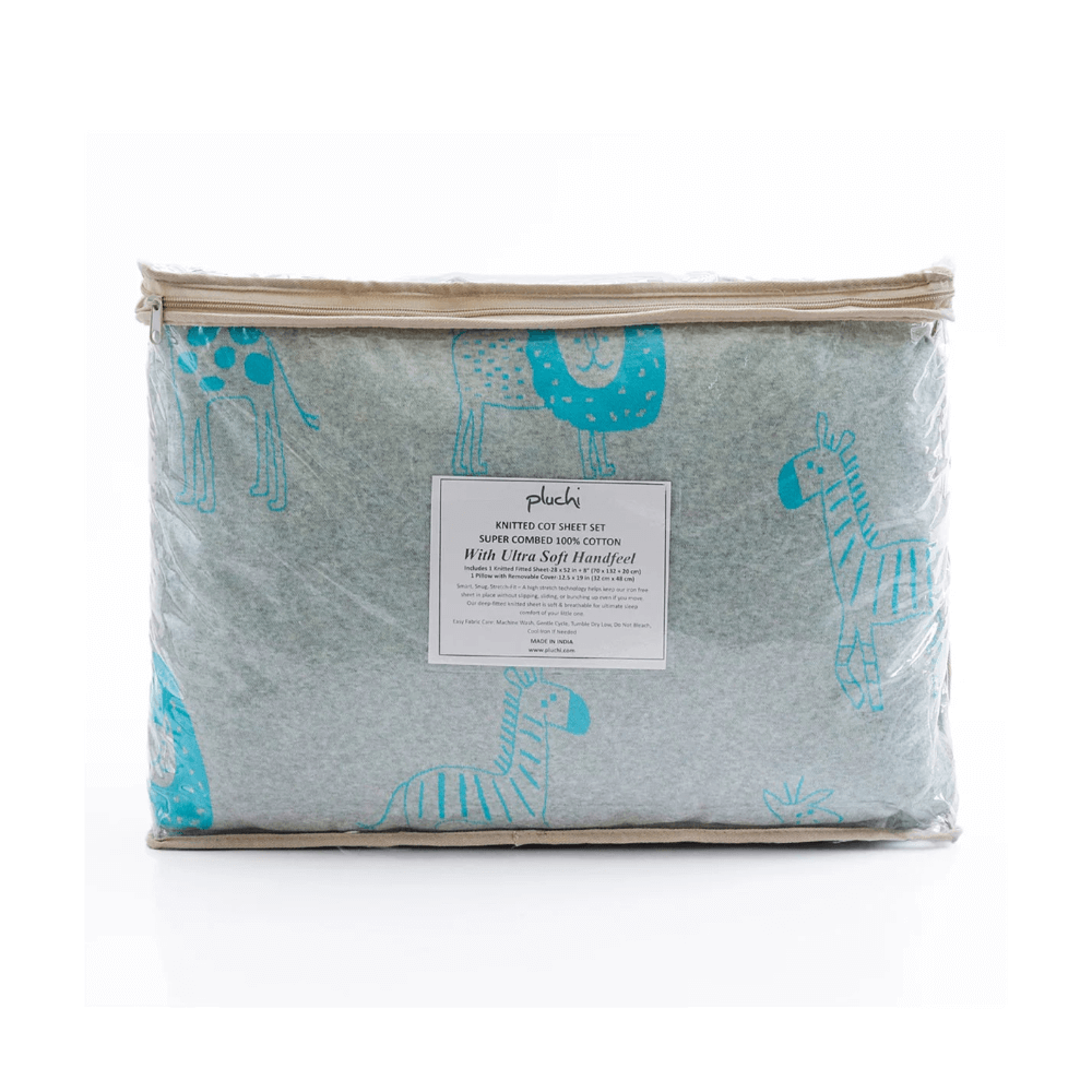 Pluchi Knitted Cot Sheet &amp; Pillow Set For Babies