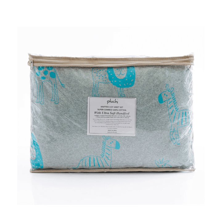 Pluchi Knitted Cot Sheet &amp; Pillow Set For Babies