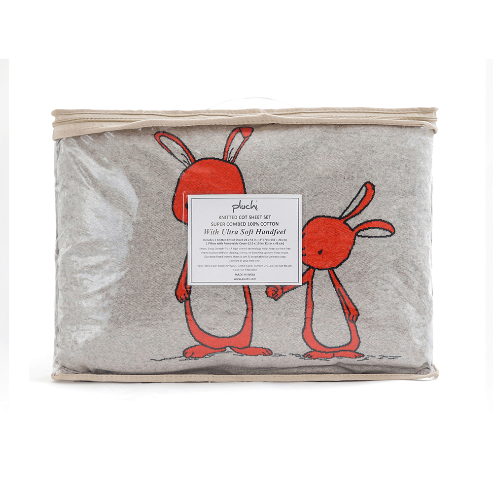 Pluchi Knitted Cot Sheet &amp; Pillow Set For Babies