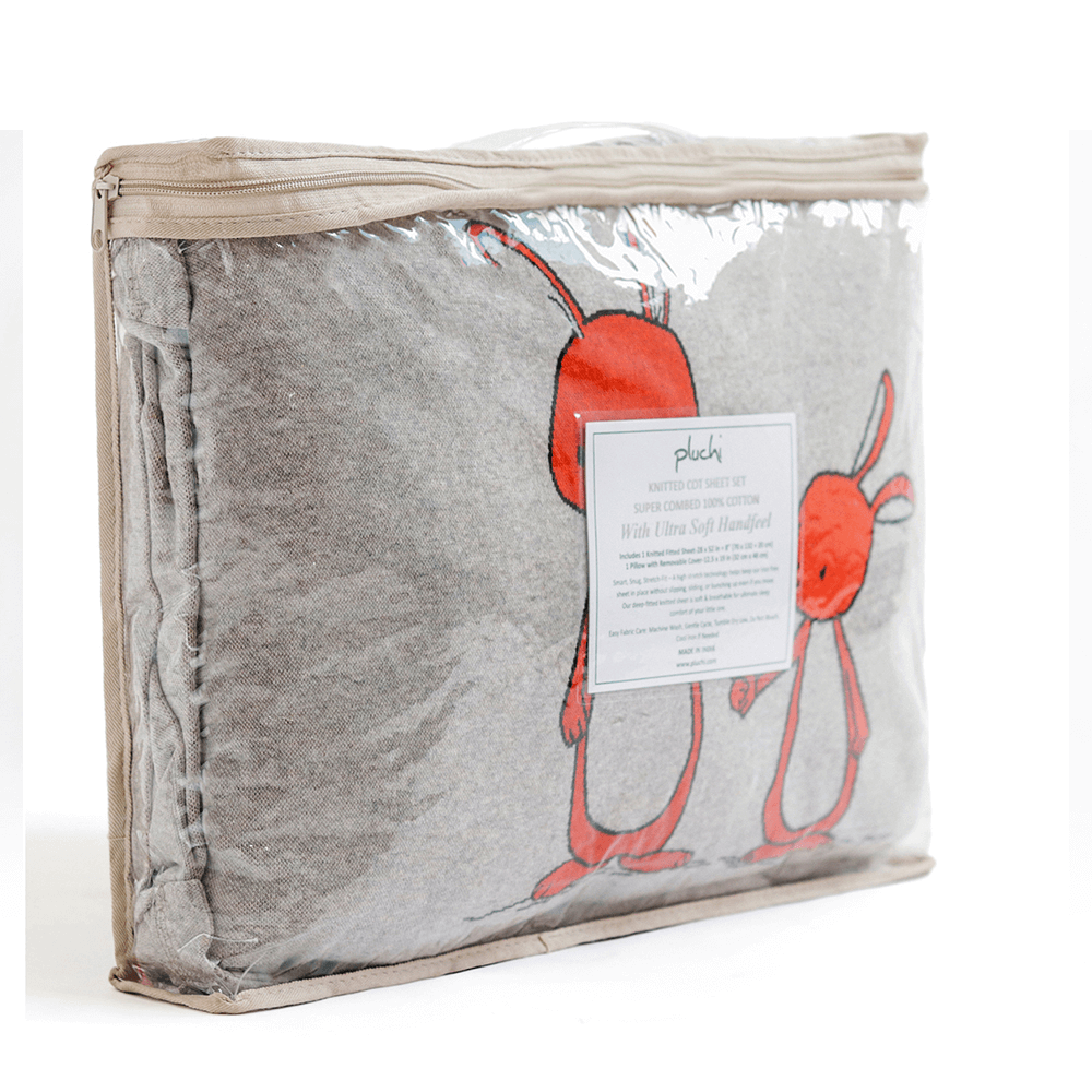 Pluchi Knitted Cot Sheet &amp; Pillow Set For Babies