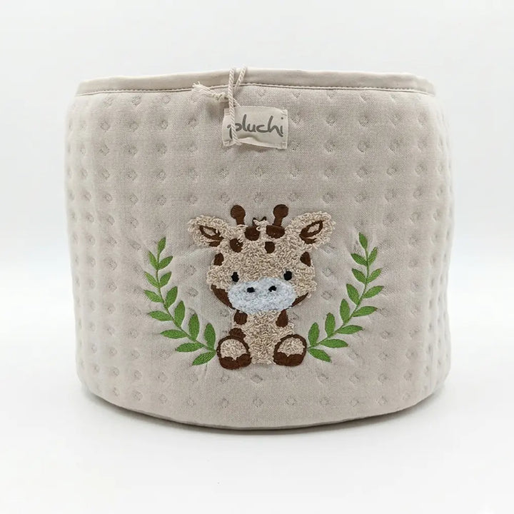 Pluchi Giraffe Cotton Knitted Quilted Large Kids Baskets For Assembling Toys And Other Playing Accessories - Off White
