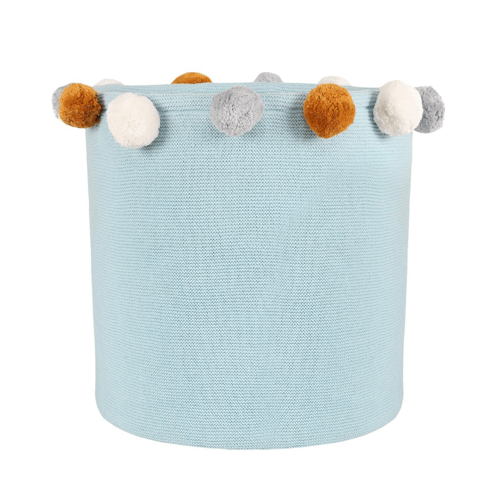 Pluchi Cotton Knitted Pompoms Basket for Kids