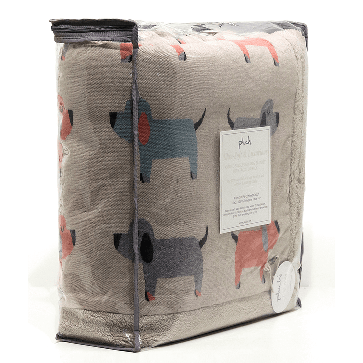 Pluchi Knitted Blanket with Faux Fur Back for Kids