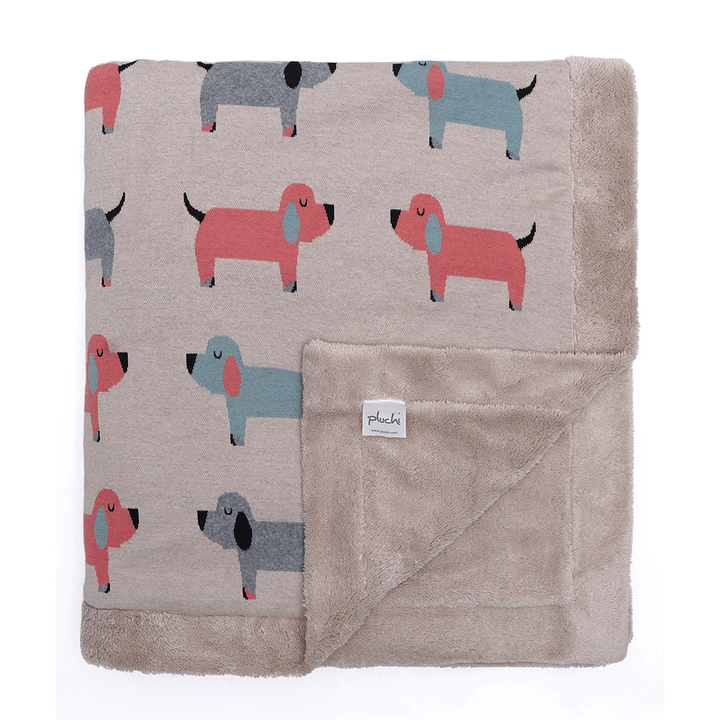 Pluchi Knitted Blanket with Faux Fur Back for Kids