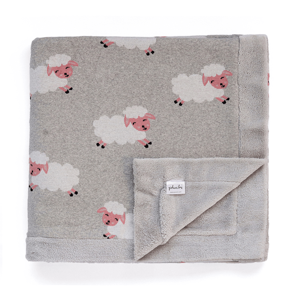 Pluchi Knitted Blanket with Faux Fur Back for Kids