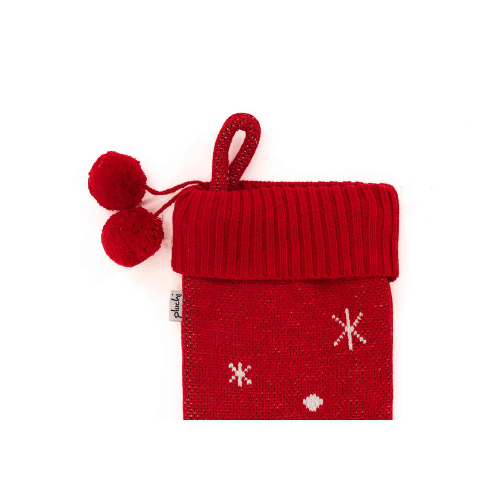 Pluchi Snowman - Red & Black Cotton Knitted Christmas Decorative Stocking