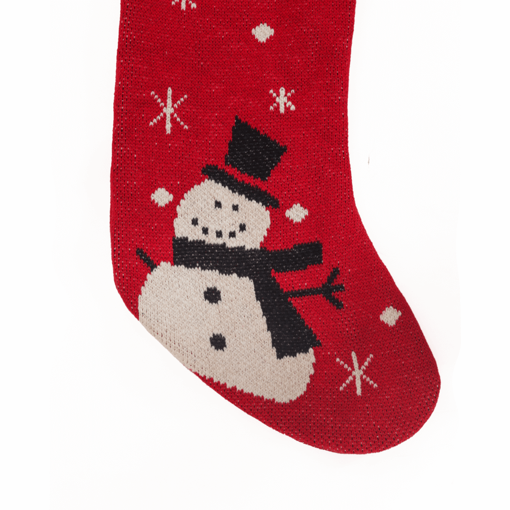 Pluchi Snowman - Red & Black Cotton Knitted Christmas Decorative Stocking