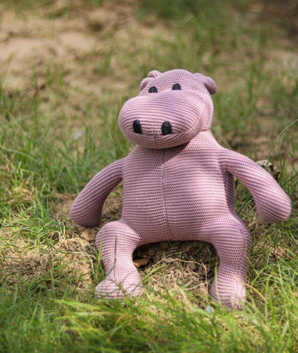 Pluchi Baby Hippo 100% Cotton Knitted Soft Toy
