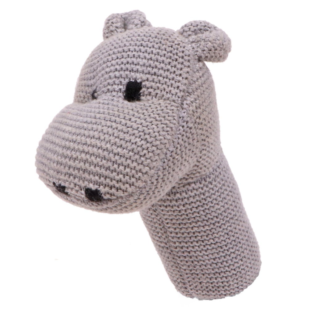 Pluchi Rattle Hippo - Cotton Knitted Soft Toy