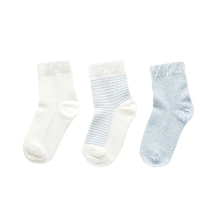 Purebaby Unisex Organic Cotton 3 Pack Baby Sock - Pale Blue Pack