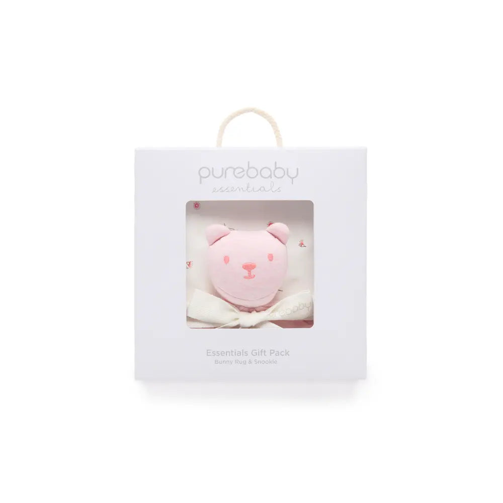 Purebaby Unisex Organic Cotton Bunny Rug &amp; Snookie Pack - Vanilla Blossom