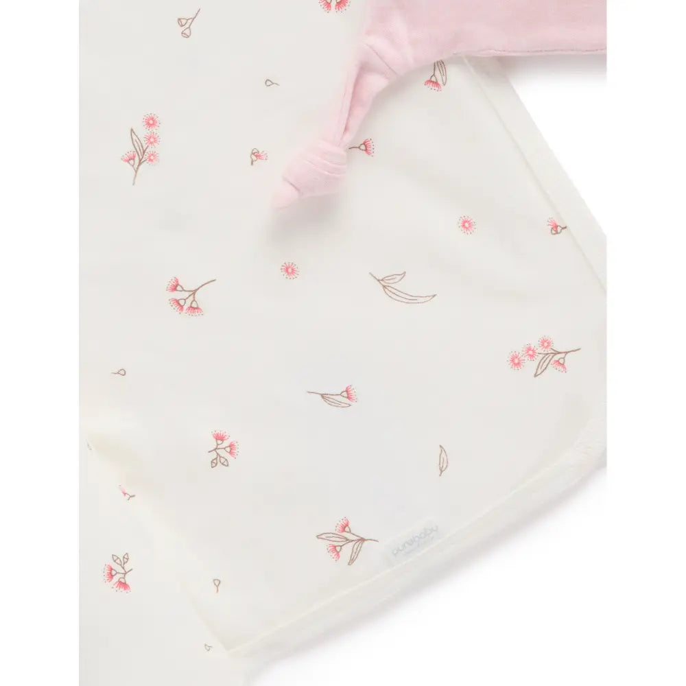 Purebaby Unisex Organic Cotton Bunny Rug &amp; Snookie Pack - Vanilla Blossom