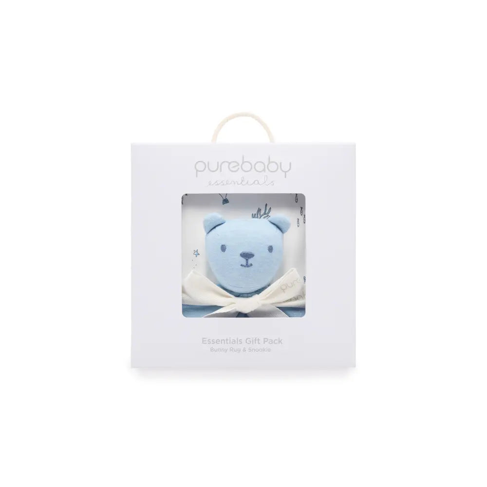 Purebaby Unisex Organic Cotton Bunny Rug &amp; Snookie Pack - Vanilla Nautical