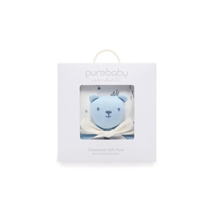 Purebaby Unisex Organic Cotton Bunny Rug &amp; Snookie Pack - Vanilla Nautical