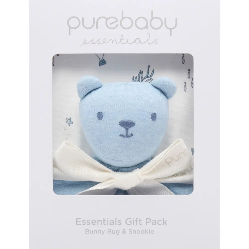 Purebaby Unisex Organic Cotton Bunny Rug &amp; Snookie Pack - Vanilla Nautical
