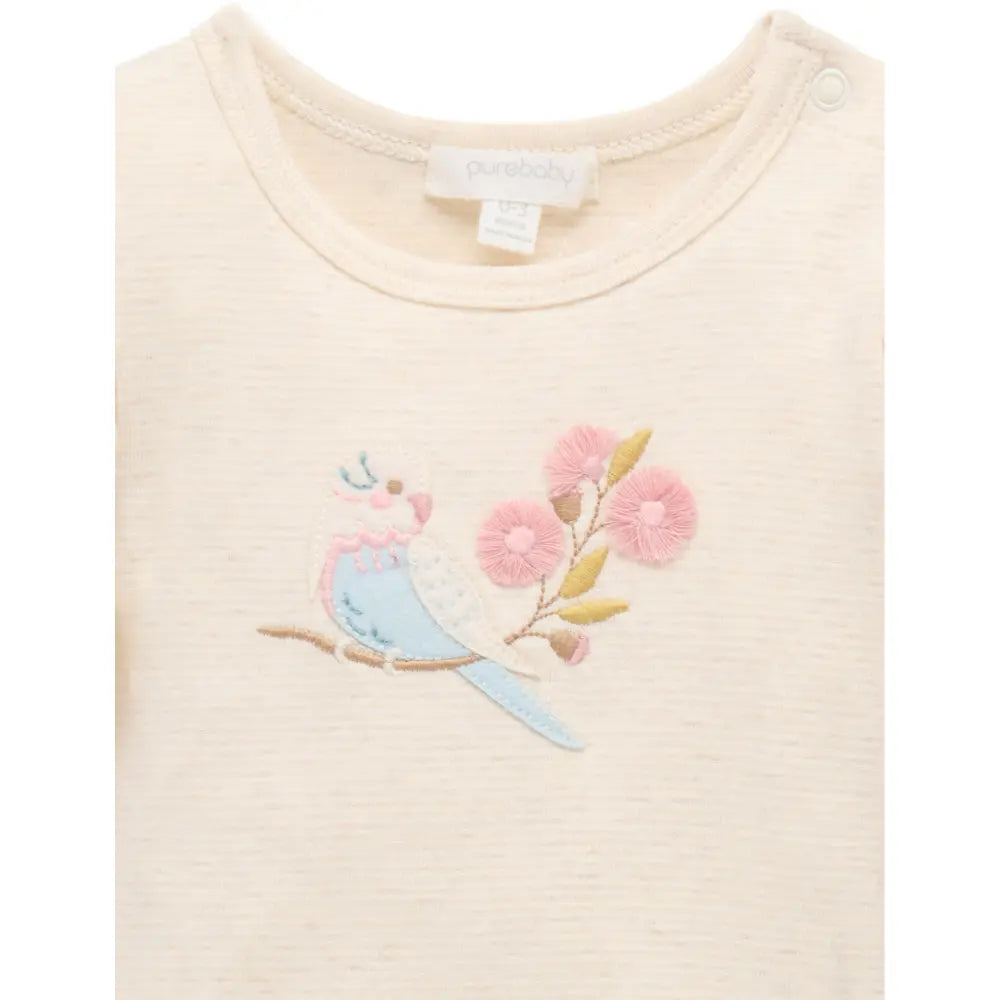 Purebaby Organic Cotton 3 Piece Gift Set For Girls w/ Headband - Aviary Garden