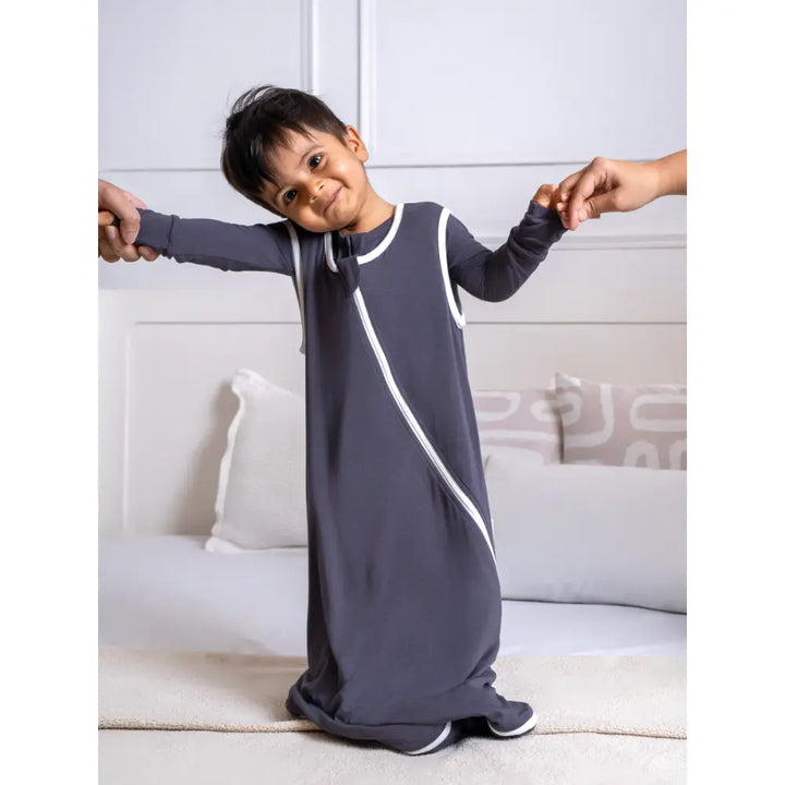 Qoalaby Liljeholmen Bamboo Sleep Bundle (Sleepsuit + Sleepsack) - Slate Gray