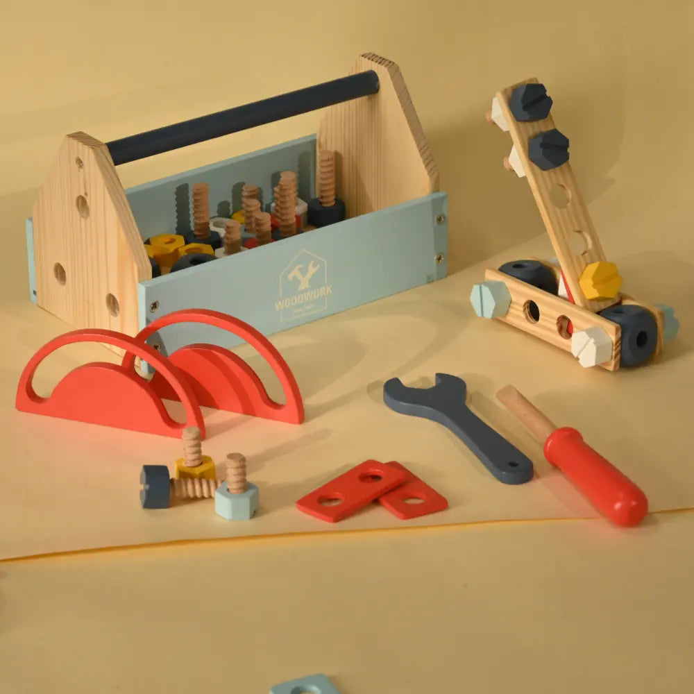 Playbox Pretend Play Toy Wooden Tool Kit - 31 pcs