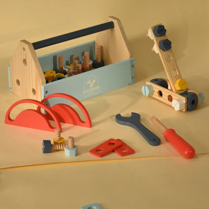 Playbox Pretend Play Toy Wooden Tool Kit - 31 pcs