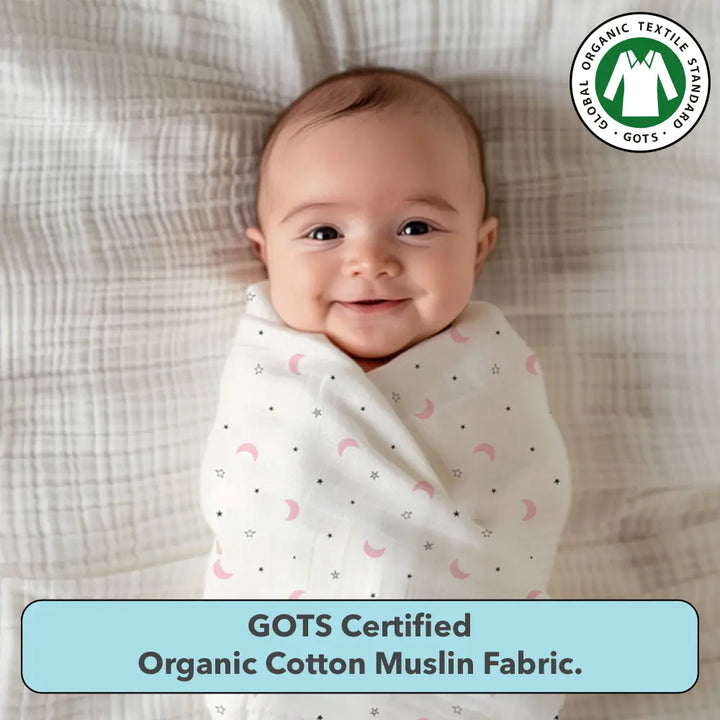 The White Cradle Baby Nursery Swaddle Blanket Wrap 2pcs - Pink &amp; Grey